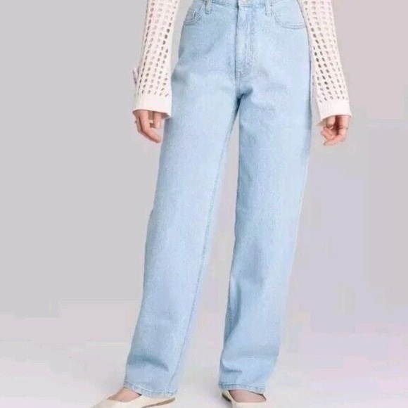 wild fable Denim - Wild Fable Sparkle Light Blue Flare & Wide Leg Jeans